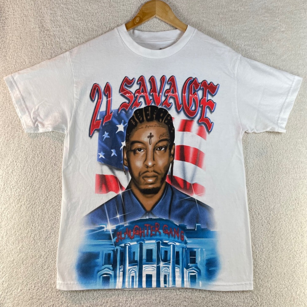 official 21 savage slaughter gang american dream tour t-shirt M airbrush graphic